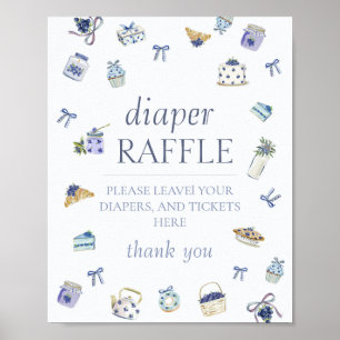 Blueberry Dessert Watercolor Diaper Raffle Poster