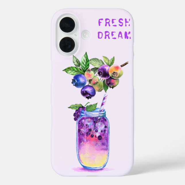Blueberry Drink iPhone Cases - Custom Text (Back)