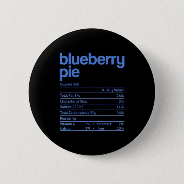 Blueberry E Nutrition Facts Funny Thanksgiving Chr 6 Cm Round Badge (Front)