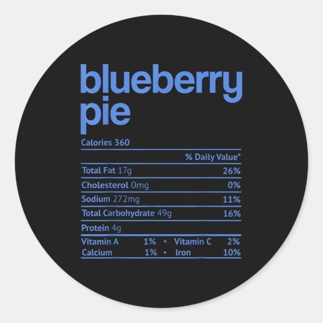 Blueberry E Nutrition Facts Funny Thanksgiving Chr Classic Round Sticker (Front)