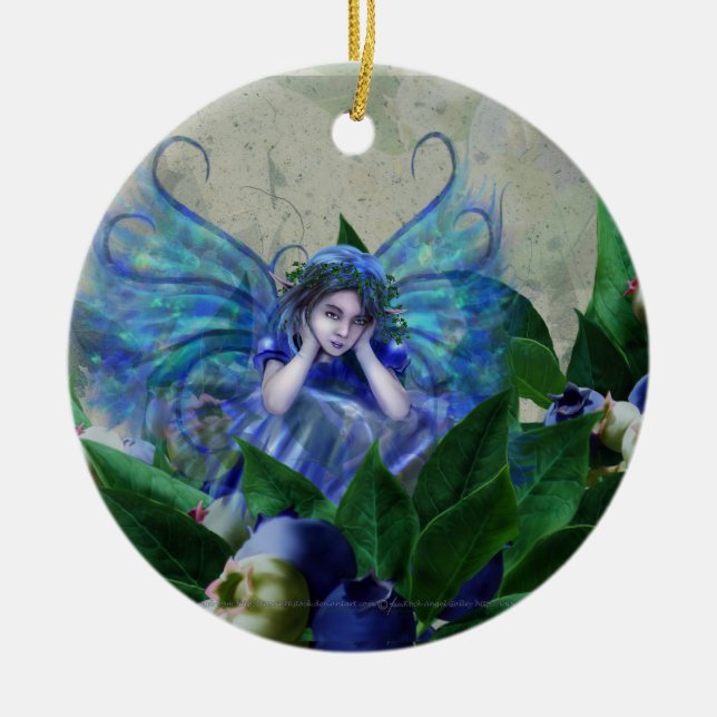 Blueberry Fairy Ceramic Tree Decoration (Front)