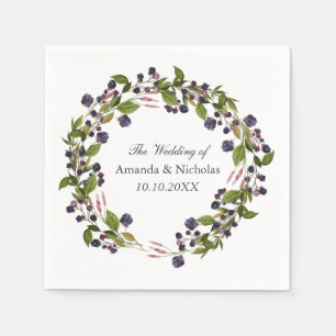 Blueberry    fall wreath  wedding personalised napkin