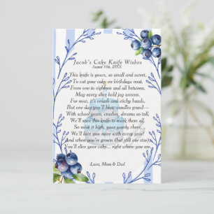 Blueberry First Birthday Cake Knife Poem  Invitation
