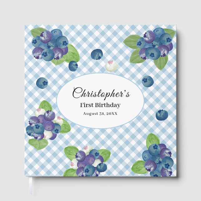 Blueberry First Birthday Guest Book (Front)