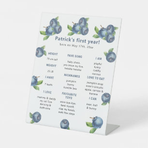 Blueberry First Birthday Milestone Birthday Pedestal Sign