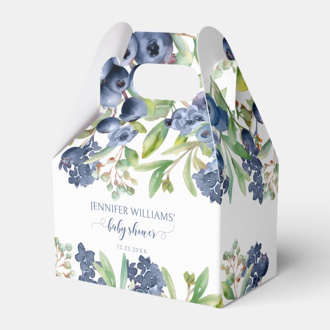 Blueberry floral baby boy shower candy favour boxe box (Front Side)