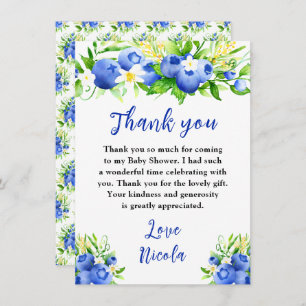 Blueberry Floral Baby Shower Thank You Card