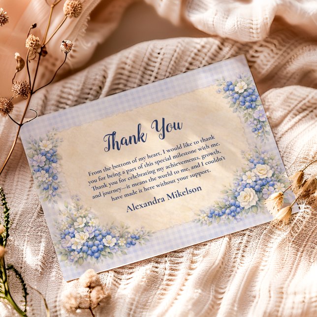 Blueberry Floral Storybook Berry 1st Birthday Thank You Card (Creator Uploaded)