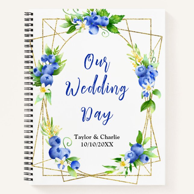 Blueberry Floral Wedding Planner Notebook (Front)