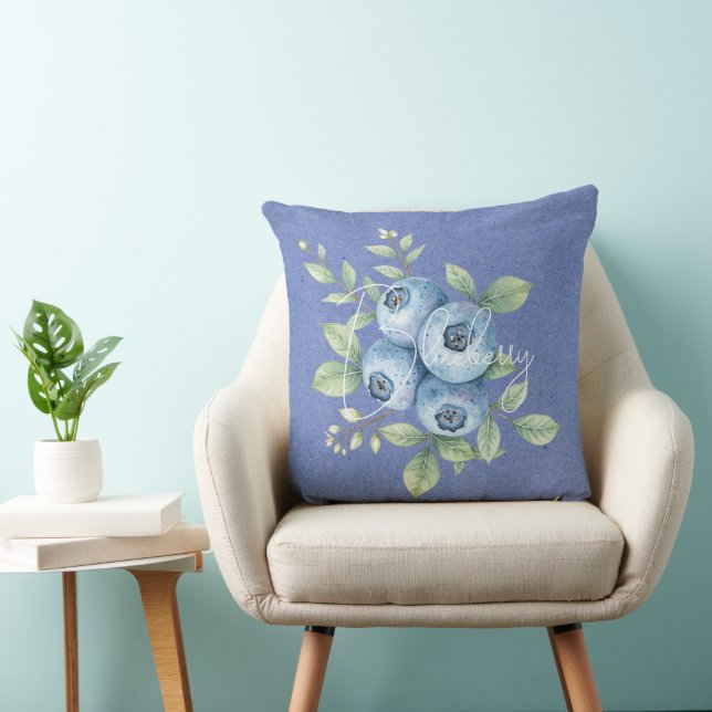 Blueberry Fruit on Blue  Cushion (Chair)