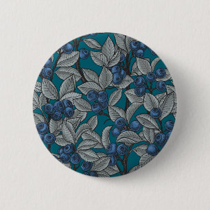 Blueberry garden, blue and gray 6 cm round badge