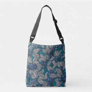 Blueberry garden, blue and grey crossbody bag