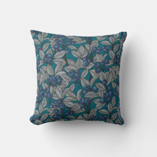 Blueberry garden, blue and grey cushion