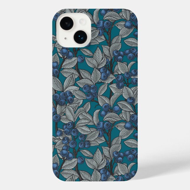 Blueberry garden, blue and grey iPhone case (Back)