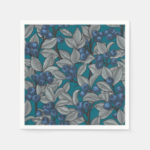 Blueberry garden, blue and grey napkin
