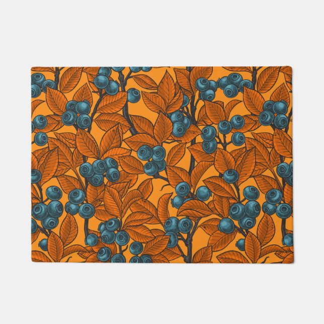Blueberry garden, blue and orange doormat (Front)