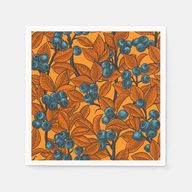 Blueberry garden, blue and orange napkin (Front)