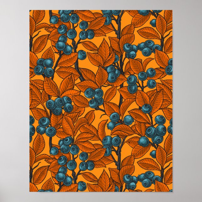 Blueberry garden, blue and orange poster (Front)