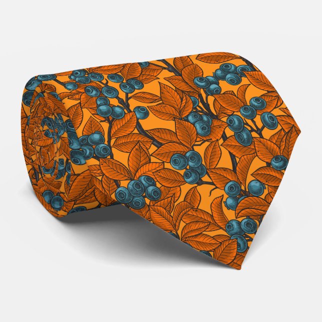Blueberry garden, blue and orange tie (Rolled)