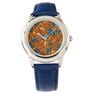 Blueberry garden, blue and orange watch
