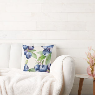 Blueberry Garden Throw Pillow
