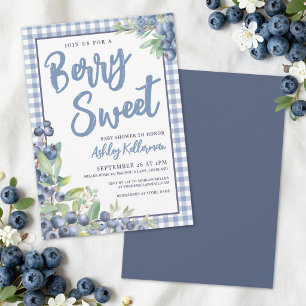 Blueberry Gingham Berry Sweet Baby Shower Invitation