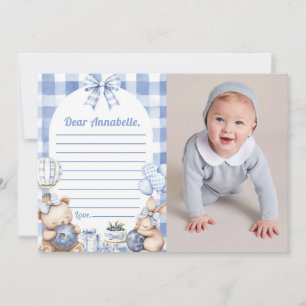 Blueberry Gingham Time Capsule Note Message Invitation