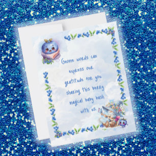 Blueberry Gnome Baby Shower Thank You Card
