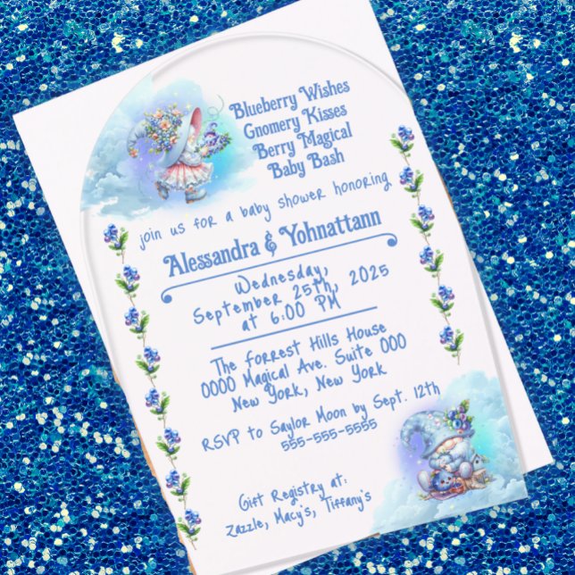 Blueberry Gnomes Baby Shower Acrylic Invitation (Creator Uploaded)