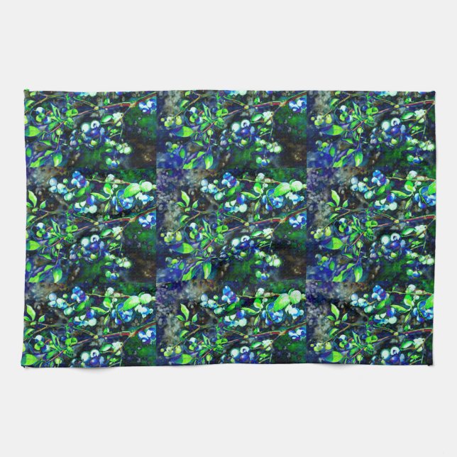 Blueberry - green hue tea towel (Horizontal)
