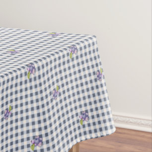 Blueberry Grey Blue Gingham Tablecloth