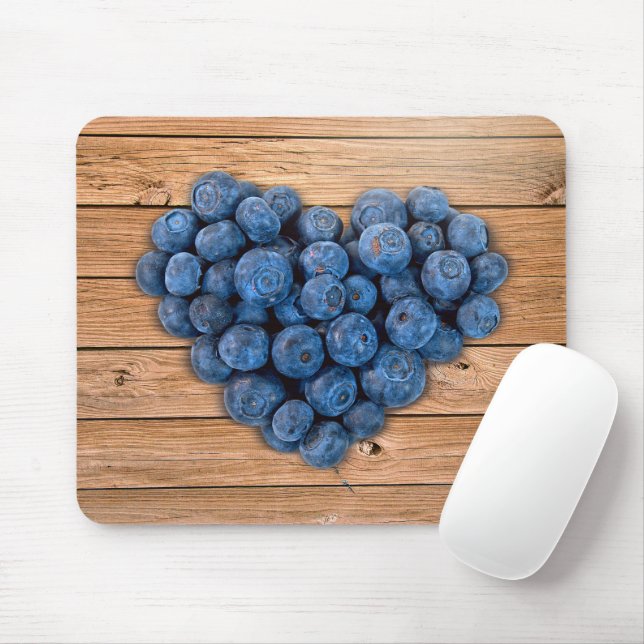 Blueberry Heart Mouse Mat (With Mouse)