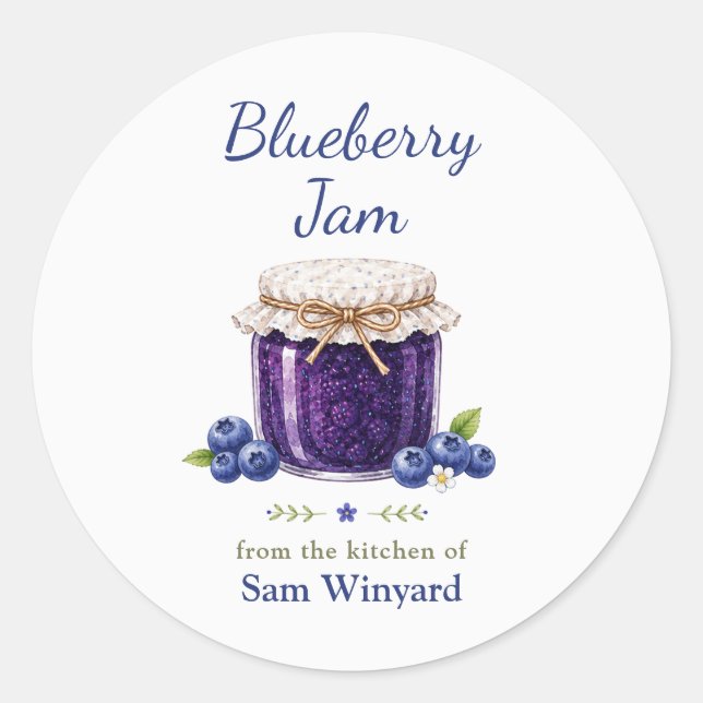 Blueberry Jam From the Kitchen Of Label (Front)