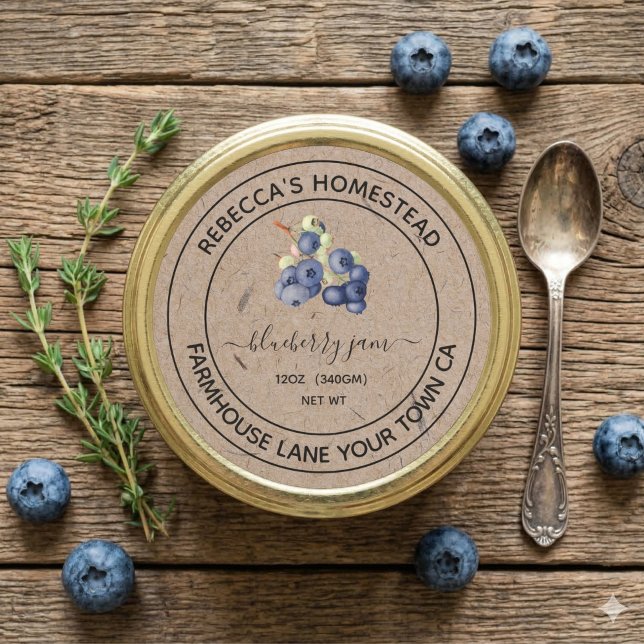 Blueberry Jam Kraft Paper Canning Jar Labels (Creator Uploaded)