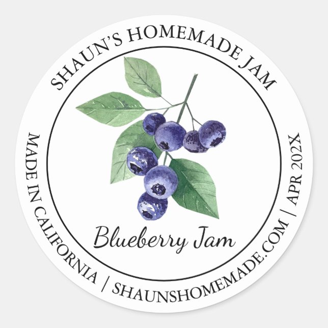 Blueberry Jam Modern label (Front)