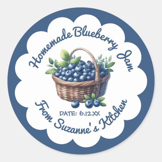 Blueberry Jam Preserve Canning Sticker (Front)