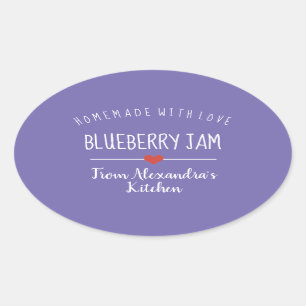 Blueberry jam purple homemade with love oval oval sticker