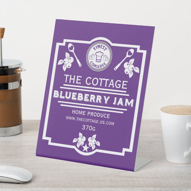 Blueberry Jam Seller Pedestal Sign (In SItu)