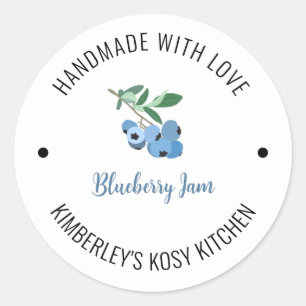 Blueberry Jam Watercolor Handmade with Love  Classic Round Sticker
