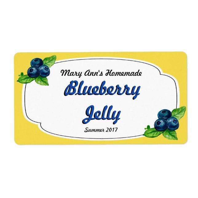 Blueberry Jelly Canning Labels (Front)