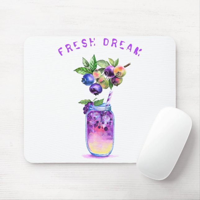 Blueberry Juice Cool Drink Fruits Mouse Pad (With Mouse)