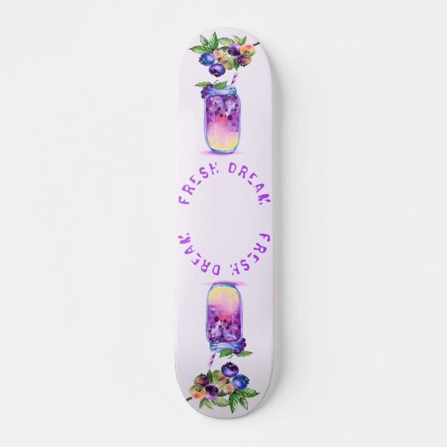 Blueberry Juice Cool Drink Fruits Skateboard (Front)