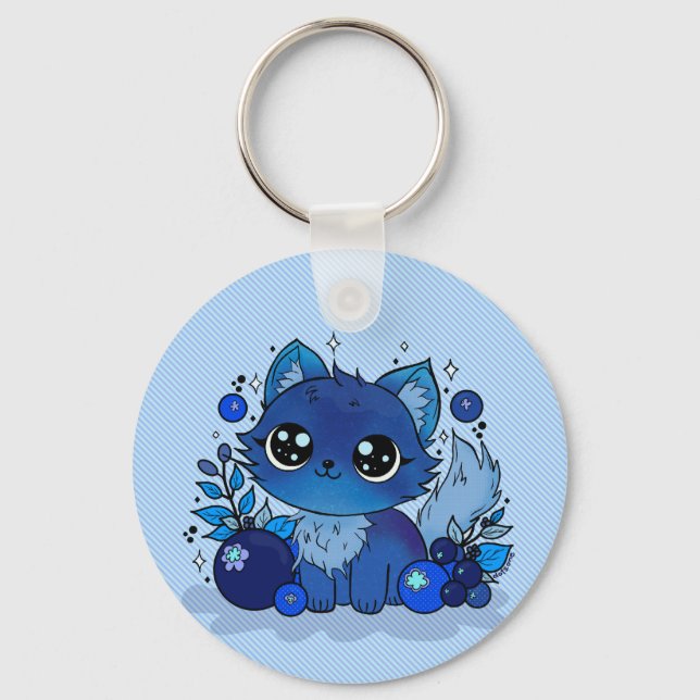 Blueberry Kitty Keychain (Front)