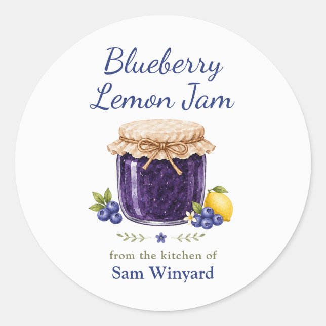 Blueberry Lemon Jam From the Kitchen Of Label (Front)