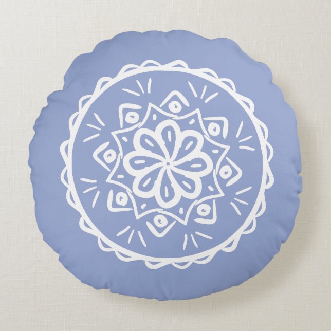 Blueberry Mandala Round Cushion (Front)