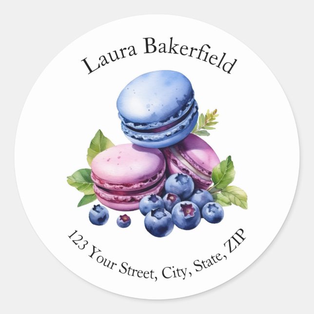 Blueberry Mauve Blue Macaroons Address Label (Front)