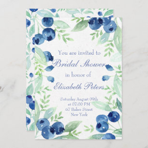 Blueberry Midsummer Rustic Berry Bridal Shower Invitation