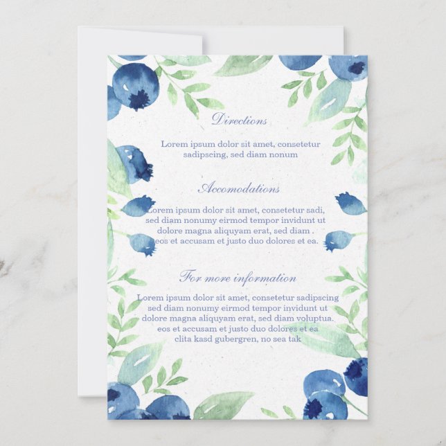Blueberry Midsummer Rustic Berry Wedding Invitation (Front)