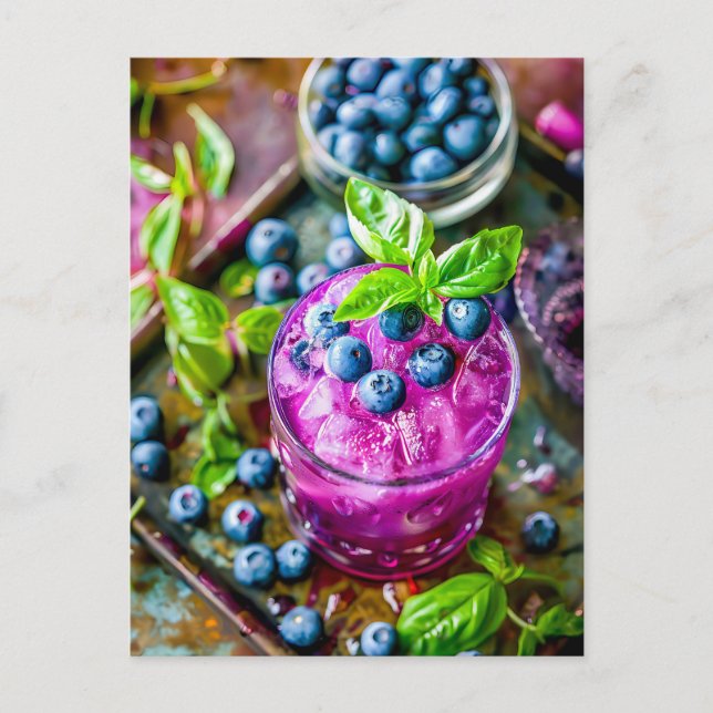 Blueberry Mojito – Summer Cocktail Holiday Postcard (Front)