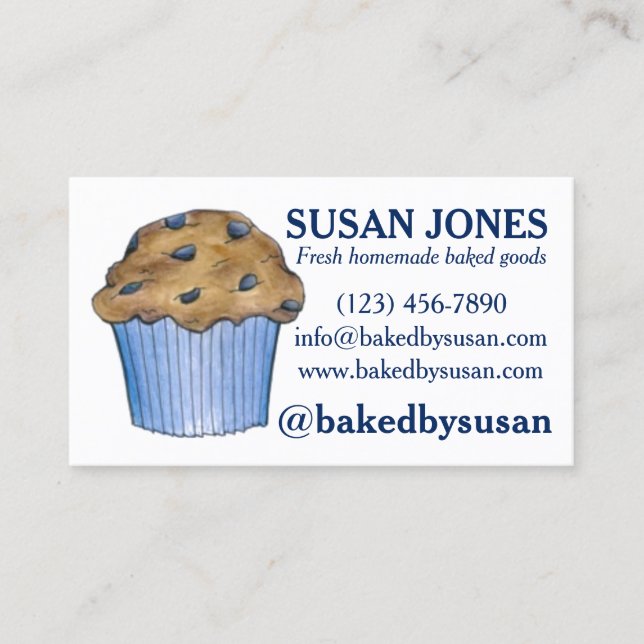 Blueberry Muffin Baked By Bakery Baking Pastry Business Card (Front)